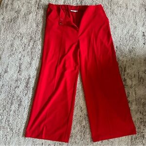 Chic Red Wide Leg Women's Pants
